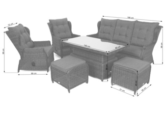 Meble ogrodowe technorattanowe Memfis Beige / Beige Melange