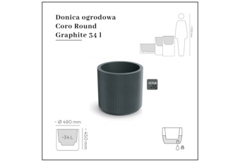 Donica ogrodowa Prosperplast Coro Round Graphite 34 l