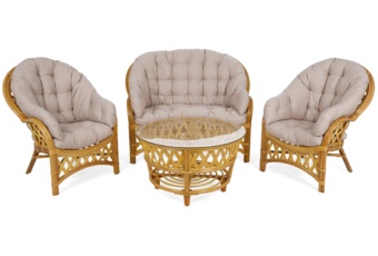 Meble ogrodowe rattanowe Diego Honey / Cream 3+1