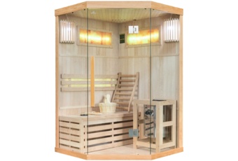 Sauna fińska narożna EA2CS Natural z panelami solnymi