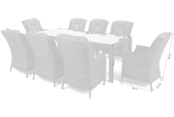 Meble ogrodowe technorattanowe Bristol 230 cm White / Grey - biały - dla 8 osób Meble ogrodowe technorattanowe Bristol 230 cm White / Grey 8+1