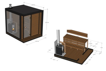 Sauna fińska zewnętrzna TerModula 250 x 210 cm