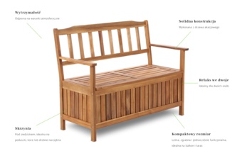 Ławka ogrodowa drewniana Akacja ze skrzynią