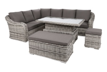 Narożny zestaw mebli ogrodowych Foggia Plus Light Grey / Grey Narożny zestaw mebli ogrodowych Foggia Plus Light Grey / Grey