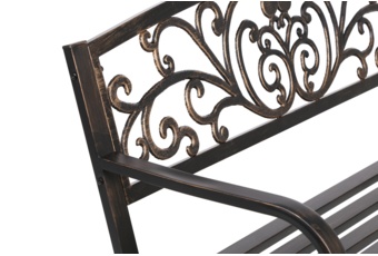 Ławka ogrodowa metalowa Flowers Gold