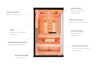 Sauna infrared narożna EP2CR Black z koloroterapią