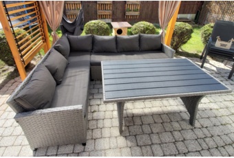 Narożne meble ogrodowe technorattanowe Lagos Muddy Grey / Black Melange