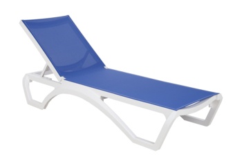 Zestaw leżaków ogrodowych Monako White / Blue ze stolikiem 