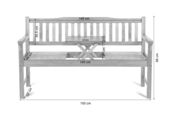 Ławka ogrodowa drewniana Akacja ze stolikiem