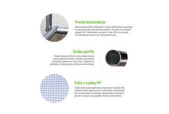 Tunel foliowy 2,5x5 m wzmocniony biały