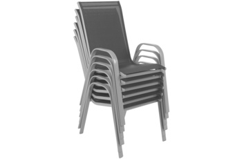 Zestaw 6 metalowych krzeseł ogrodowych Sevilla Silver / Grey