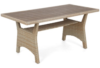 Narożne meble ogrodowe technorattanowe Lagos Beige / Ecru - dla 9 osób - beżowy Narożne meble ogrodowe technorattanowe Lagos Beige / Ecru