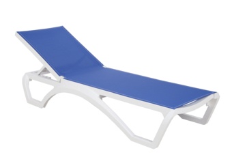 Zestaw leżaków ogrodowych Monako White / Blue ze stolikiem 