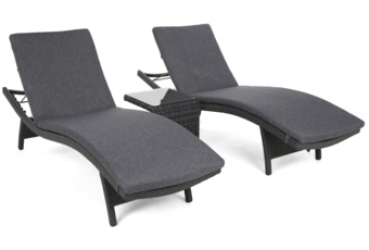 Zestaw leżaków ogrodowych z technorattanu Marbella Grey / Grey Melange ze stolikiem