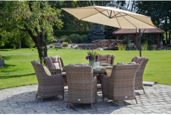 Meble ogrodowe technorattanowe Bristol Round Elegant 150 cm Ginger / Brown Melange - rude - dla 6 osób Meble ogrodowe technorattanowe Bristol Round Elegant 150 cm Ginger / Brown Melange 6+1
