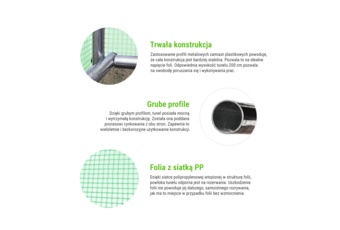 Tunel foliowy na działkę 3x4,5 m zielony Tunel foliowy 3x4,5 m wzmocniony zielony