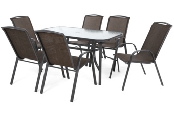 Meble ogrodowe metalowe Sevilla 145 cm Atlanta Grey / Brown 6+1