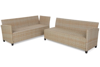 Narożne meble ogrodowe technorattanowe Lagos Beige / Ecru - dla 9 osób - beżowy Narożne meble ogrodowe technorattanowe Lagos Beige / Ecru