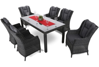 Meble ogrodowe technorattanowe Bristol 180 cm Grey / Grey Melange 6+1