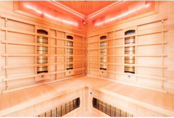 Sauna infrared narożna Nordum Classic 3-osobowa brązowa