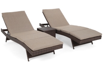 Zestaw leżanek ogrodowych Bora Bora Brown Mat / Brown Melange - brązowy - dla 2 osób Zestaw leżaków ogrodowych z technorattanu Bora Bora Brown Mat / Brown Melange ze stolikiem