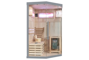 Sauna fińska narożna Nordum Solea 2-osobowa szara