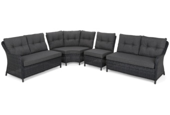 Narożne meble ogrodowe technorattanowe Windsor Grey / Grey Melange - szary - dla 11 osób Narożne meble ogrodowe technorattanowe Windsor Grey / Grey Melange