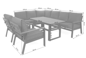 Narożne meble aluminiowe Turyn Dark Grey / Grey Melange