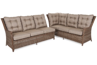 Narożny zestaw mebli ogrodowych prawy Alicante Ginger / Brown Melange z pufami - dla 9 osób Narożny zestaw mebli ogrodowych prawy Alicante Ginger / Brown Melange z pufami