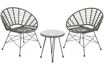 Meble balkonowe technorattanowe Zanzibar Grey / Grey