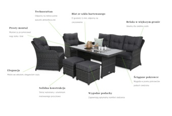 Meble ogrodowe technorattanowe Bergamo Grey / Grey Melange