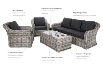 Meble ogrodowe technorattanowe Foggia Light Grey / Grey Melange