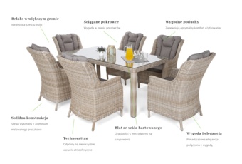 Meble ogrodowe technorattanowe Bristol 180 cm Beige / Beige Melange 6+1