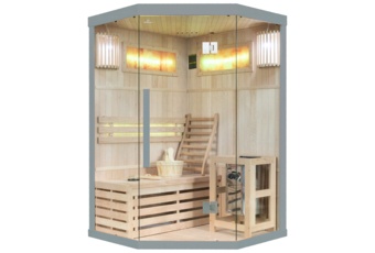 Sauna fińska narożna Nordum Solea 2-osobowa szara