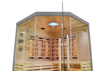 Sauna infrared narożna Nordum Solea 4-osobowa szara