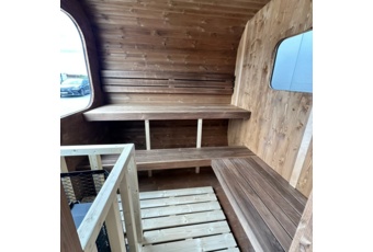 Sauna fińska zewnętrzna Hobbit Odnova z balią 220 x 500 cm