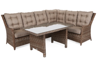 Narożny zestaw mebli ogrodowych prawy Alicante Ginger / Brown Melange z pufami - dla 9 osób Narożny zestaw mebli ogrodowych prawy Alicante Ginger / Brown Melange z pufami