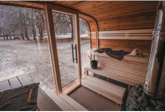 Sauna fińska zewnętrzna Leil® Saunas Round Cube Single 2.0 6-osobowa