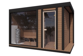 Sauna fińska zewnętrzna TerModula z mini szatnią 373 x 210 cm