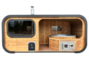 Sauna fińska zewnętrzna Hobbit Odnova z balią 220 x 500 cm