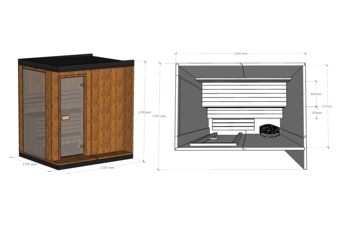 Sauna fińska zewnętrzna TerModula Mini 170 x 210 cm