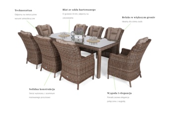 Meble ogrodowe technorattanowe Bristol 230 cm Ginger / Brown Melange - rude - 230 cm Meble ogrodowe technorattanowe Bristol 230 cm Ginger / Brown Melange 8+1