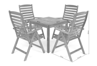 Meble ogrodowe drewniane Akacja Square 80 cm 4+1