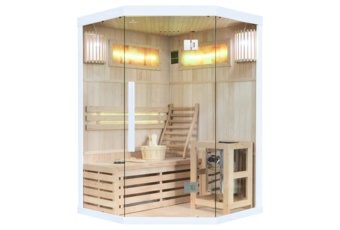 Sauna fińska narożna Nordum Solea 2-osobowa biała