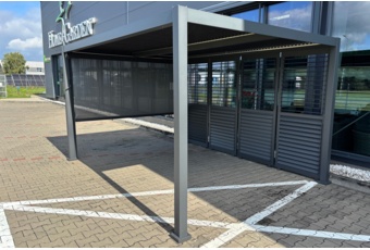 Pergola ogrodowa aluminiowa Bermeo 400 x 300 cm z wyposażeniem poekspozycyjna