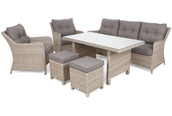 Meble ogrodowe technorattanowe California - beżowy - dla 7 osób Meble ogrodowe technorattanowe California Beige / Beige Melange