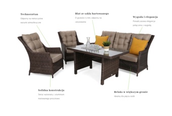 Meble ogrodowe technorattanowe Alicante Brown Mat / Brown Melange