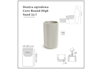 Donica ogrodowa Prosperplast Coro Round High Sand 34 l