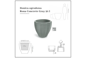 Donica ogrodowa Rona Concrete Gray 91 l