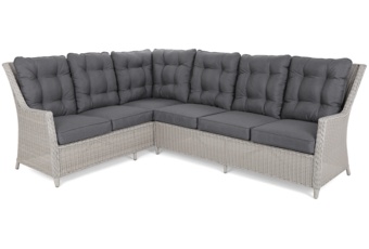 Narożnik ogrodowy technorattanowy lewy Alicante - biały - dla 6 osób Narożnik technorattanowy lewy Alicante White / Grey